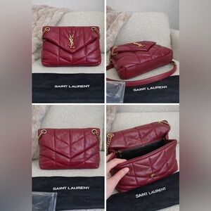 Saint Laurent Small LouLou Leather Red Puffer Bag
